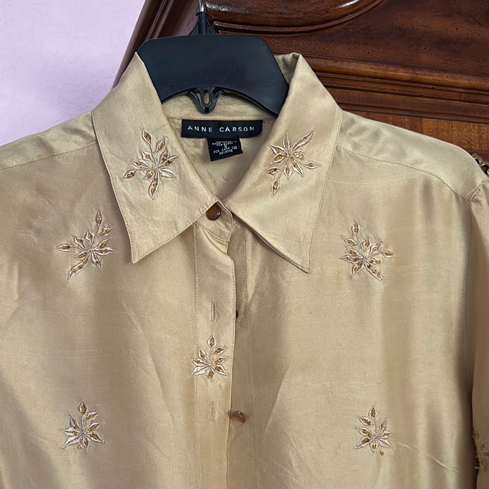 Anne Carson Gold Embroidered Blouse